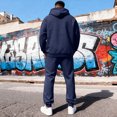 thumbnail image 4 of Delconic Mens Fleece Hoodie and Jogger Set Two Piece Casual Outdoor Sports Tracksuit with Drawstring Top and Elastic Waist Pants Navy XL, 4 of 8