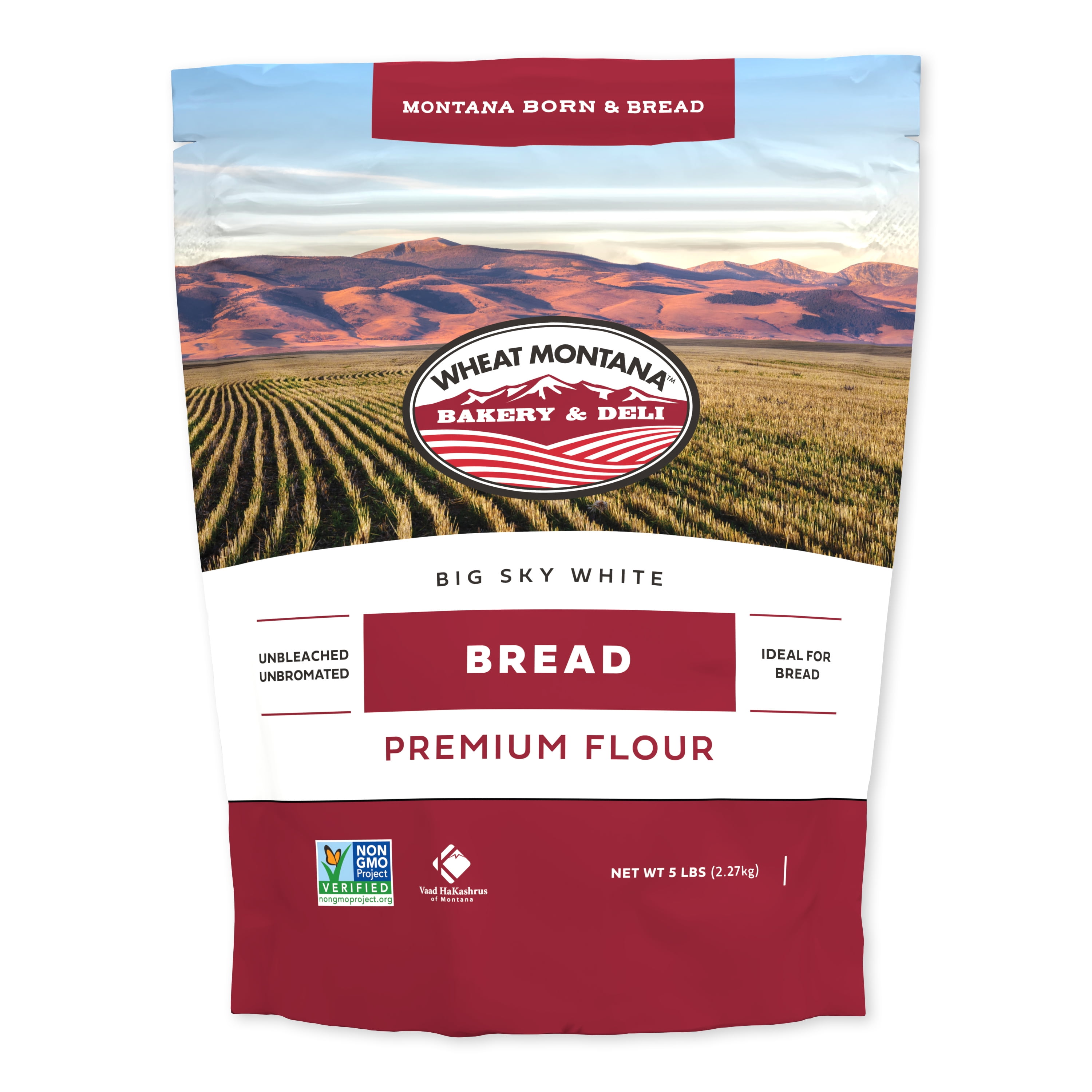 (2 pack) Wheat Montana Bakery, White Unbleached Bread Flour, Non-GMO Verified, Certified Kosher, 5 lbs