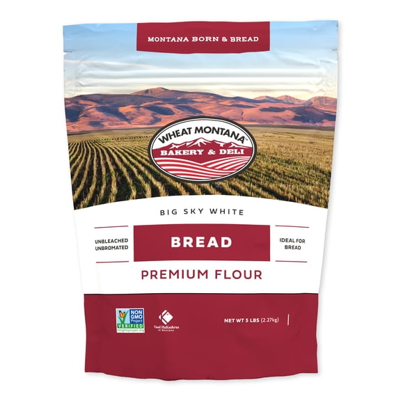 Wheat Montana Bakery, White Unbleached Bread Flour, Non-GMO Verified, Certified Kosher, 5 lbs