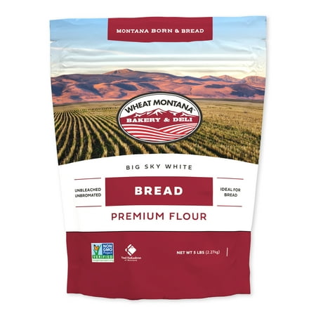 Wheat Montana Bakery, White Unbleached Bread Flour, Non-GMO Verified, Certified Kosher, 5 lbs