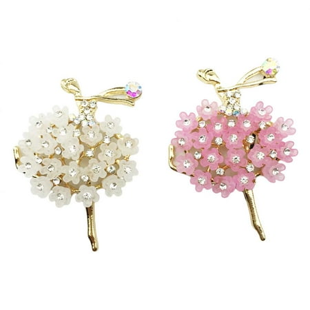 

2pcs Alloy Ballerinas Dancer Fairy Shape Pendant Ballet Girl Banquet Dress Ornaments Accessories(White/Pink)