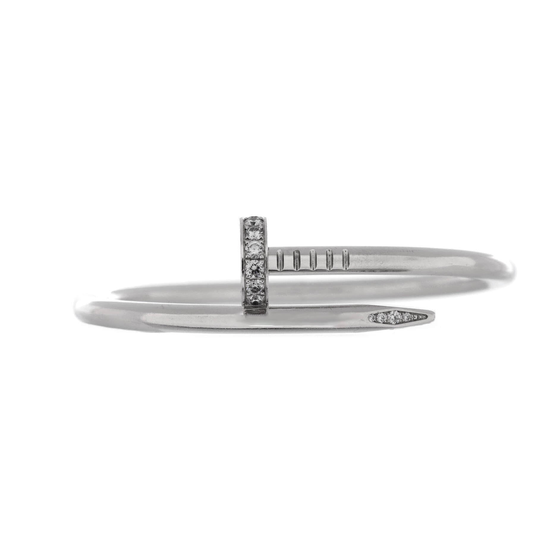 Pre-Owned Cartier Juste un Clou Bracelet 18K White Gold with Diamonds Classic By Rebag