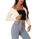 thumbnail image 4 of Cárdigan de punto acanalado con volantes y abertura frontal elegante de manga larga para mujer XL blanco, 4 of 6