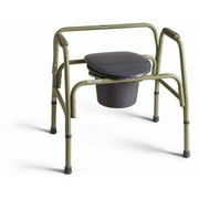 Medline Heavy Duty Steel Extra-Wide Bariatric Bedside Commode, 24" Width, 650lb Weight Capacity, Dark Grey