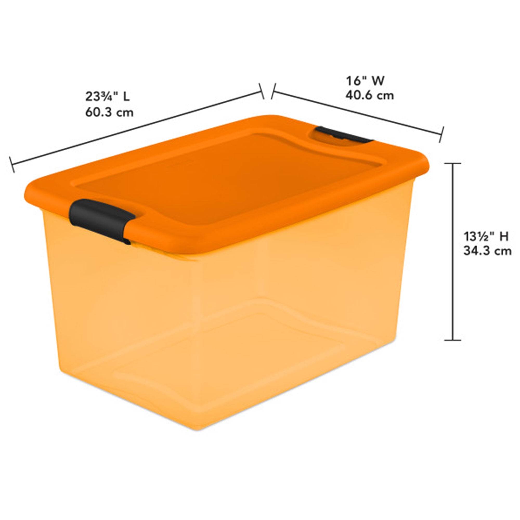 Sterilite Orange 64 Qt Latching Plastic Storage Box Container Tote, 18 Pack