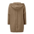 thumbnail image 6 of Lovskoo 2024 Long Cardigans for Women Trendy Long Sleeve Solid Color Medium Long Large Sweater Knitted Hooded Cardigan Coat Khaki, 6 of 7