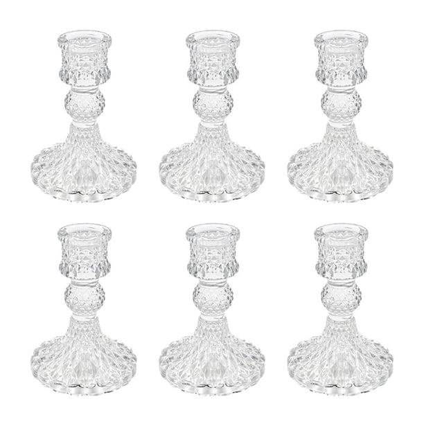 Juego de 6 Candelabros de Cristal, Candelabros Cónicos de Diamante Transparente para Centros de Mesa, Decoraciones del Hogar