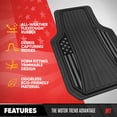 thumbnail image 3 of Motor Trend Flag Floor Mats Full Set - Durable Black Rubber Car Floor Mats for Trucks Cars SUV with Two Tone Accent, Flag Black/Gray, 3 of 9