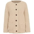 thumbnail image 2 of Solid Color Plush Sweater for Womens Plus Size Coat Pockets Outerwear Buttons Cardigan, 2 of 7
