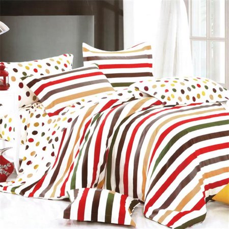 MF01073-1 Rainbow Dots and Stripe 3 Piece Twin Comforter Cover - Duvet Cover Combo
