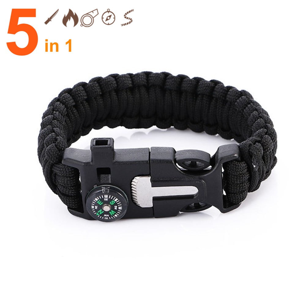 Includes Built-in Emergency Whistle /& Firestarter /& 100/% Guaranteed Best Black 550 Paracord Bracelet for Survival /& Camping Everyday We Carry