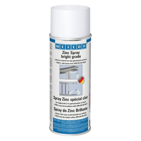 WEICON Zinc Spray Bright Grade | 400 ml | Rust protection, heat-resistant | Primer for Metal | Fast Drying | Galvanizing colour