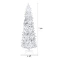 thumbnail image 5 of Topcobe 7.5FT Pre-Lit Pine Pencil Artificial Christmas Tree for Home Office Party Decor, Flocking Tied Light Pointed Pen Holder Xmas Tree with Stand, White, 5 of 9
