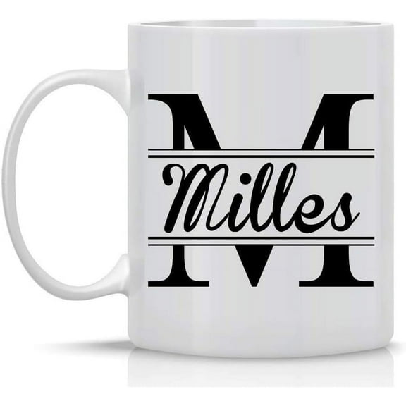 Personalized Monogrammed Coffee Mug, Custom Mug with Name and Initial, Customized Tea Cup Gift for Womens Mens Girls Boys Dad Mom Friend - 11 or 15 oz, White Mug #03
