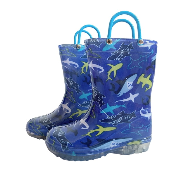 2 uds. Zapatos de lluvia para niños con asa de goma a media pantorrilla, botas de lluvia impermeables para bebés, botas de agua para Botas Deportivas Fondo marino de sello completo crecimiento16.5cm Eigraketly OD028898-04