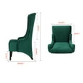 thumbnail image 7 of High Back Accent Chair Fabric Dining Chair, Wide Wing Back Chair Side Chair Retro Sofa Chair, Deep Seat Chair with Sturdy Black Wood Legs for Bedroom, Living Room and Restaurant, Retro Green, 7 of 7