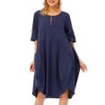 thumbnail image 1 of Vestido de túnica de mujer enrollado de manga corta cómodos bolsillos de algodón dobladillo irr CACAGOO Vestido de túnica de mujer, 1 of 7