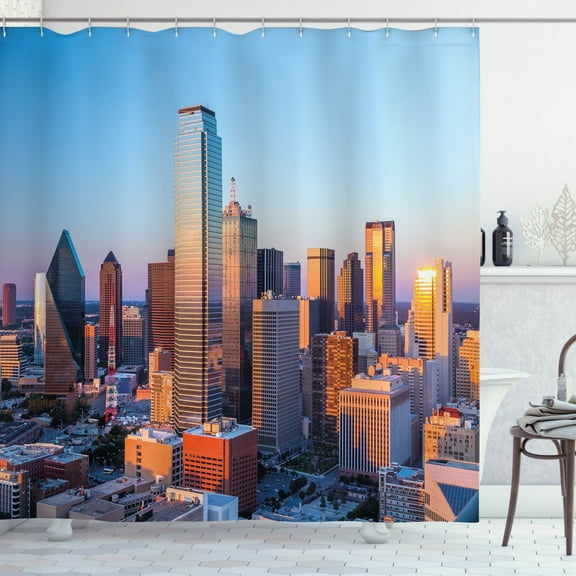 Ambesonne United States Shower Curtain, Dallas Sunset, 69"Wx70"L, Multicolor