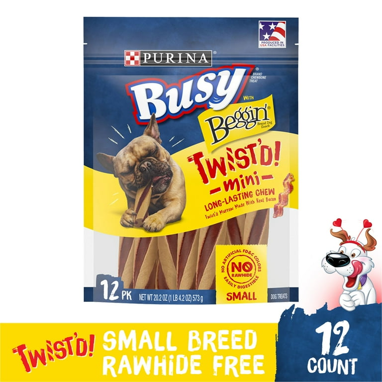 Purina Busy Bone with Beggin Twist d Small Dog Treats with Bacon Chews 20.2 oz Pouch 12 Count