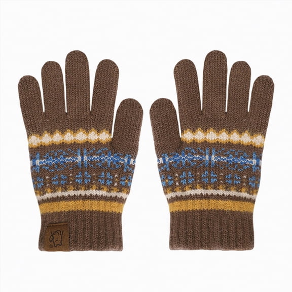 UngA Kids Winter Gloves with Touch Screen Full Finger Thermal Half Finger Magic Stretch Knit Mittens for Girls and Boys (Brown,3-9 Years)