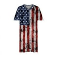 thumbnail image 4 of Usmixi Womens Independence Day Dresses 4th of July Patriotic Plus Size Pocket Tunic Midi Dresses Fashion Star Striped Print V-Neck Short Sleeve Knee-Length Summer Dress White l, 4 of 5