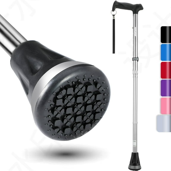 Foldable Walking Cane Women & Men,Adjustable,Collapsible,Heavy Duty All Terrain Tip,Walking Sticks for Seniors & Adults