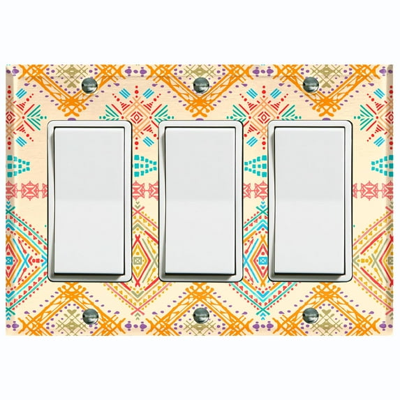 Metal Light Switch Plate Outlet Cover Ethnic Aztec Tribal Pattern Yellow SFR063