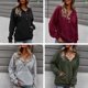 thumbnail image 4 of Sudadera con capucha suelta para mujer, con hombros caídos, manga larga, bolsillo, sudadera con capu Abanopi borgoña/Pequeña, 4 of 7