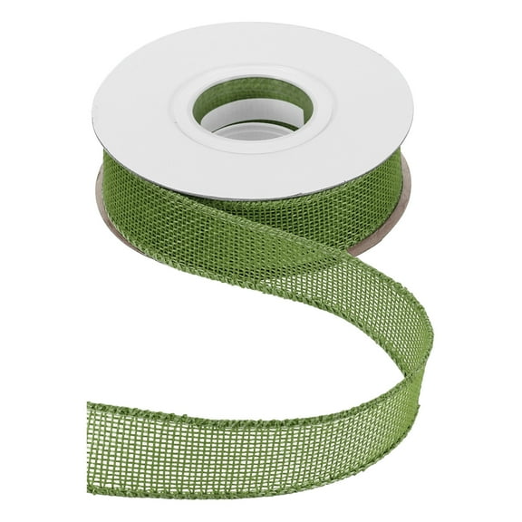 Uxcell Burlap Wired Ribbon 1" x 10 Yard Wired Edge Ribbon Woven Strap, Deep Green