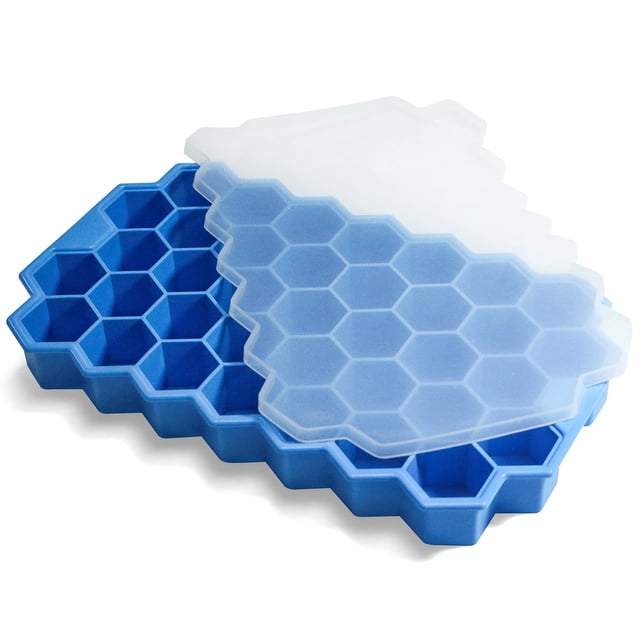 Bandejas para cubitos de hielo BIDFUL de silicona con 37 rejillas y tapa para congelador