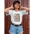 thumbnail image 2 of Girl And Flowers Linocut Art T-Shirt Women -Image by Shutterstock, Female x-Large, 2 of 4