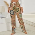 thumbnail image 3 of Vintage Moroccan Tiles Design Winter Female Pants Flannel High Waist Women Pants Lady Warm Straight Leg Plush Trousers, 3 of 7