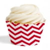 Dress My Cupcake Standard Cupcake Wrappers, Chevron, Red, Set of 12