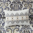 thumbnail image 4 of Madison Park Quilt Set Damask Pattern 6 Piece Full/Queen Reversible Coverlet Set Navy and Grey, 4 of 12