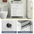 thumbnail image 6 of 30-Inch White Modern Bathroom Vanity with Top Ceramic Sink - Free-Standing Storage Cabinet, 3 Drawers (2 Regular + 1 Tip-out) & 1 Door, Adjustable Shelf, Cabinet Door Organizer, Solid Wood Legs & MDF, 6 of 9