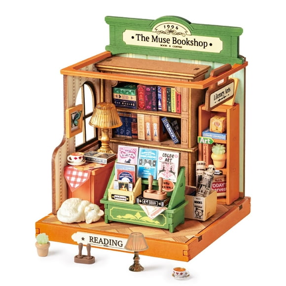 Minikit de miniaturas de la librería Rolife The Muse Bookshop