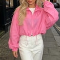 thumbnail image 6 of Kilaqueen Cropped Windbreaker Jacket for Women, Stand Collar Full Zip Long Sleeve Lightweight Coat with Drawstring Hem for Running, Travel and Streetwear, 6 of 7