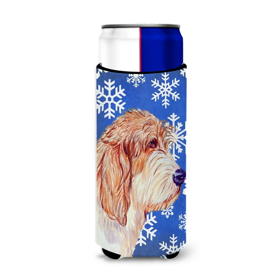 Petit Basset Griffon Vendeen Winter Snowflakes Holiday Ultra Hugger for slim cans