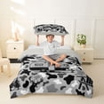 thumbnail image 2 of Catabedysis Camo Camping Twin Duvet Cover,Wildlife Camper Pattern Twin Bedding For Boys,Black Grey,Light Gray Reversible,2 Pieces,1 Duvet Cover and 1 Pillowcase, 2 of 6