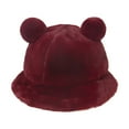 thumbnail image 4 of ZSQDM Cute bear Ear Basin Hat Winter Thick Warm Hat Bucket Cap for Women Men beanie of Men Black Cowgirl Hat Bucket Hats Swimming Cap, 4 of 4