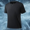 thumbnail image 2 of USNSM Mens Golf Shirts Henley Quick Dry Summer Solid Color Round Neck Shirt Casual Short Sleeve Moisture Wicking T Shirts Black XXXL, 2 of 8