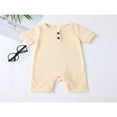 thumbnail image 2 of PENGXIANG Lovely Baby Romper  Short Sleeve  Neck Solid Color Ribbed Buttoned Short Pants for Summer Spring  Kids Clothing, 2 of 7