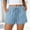 *Blue, variant on Women's Lace Hem Linen Blend Shorts, Elastic High Waist Drawstring Shorts with Pockets Black,Women's Plus M