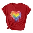 thumbnail image 1 of RKSTN Chemise de Fierté pour Femmes LGBT Coupe Ample Décontractée Tops Égalité Inspirante Été Mignon Cœur Imprimé Manches Courtes Col Rond Chemise de Fierté, 1 of 3