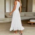 thumbnail image 5 of Aimik Women's Sleeveless V-Neck Ruffle Hem Midi Dress Asymmetrical High Low Romantic Summer Beach Dress, 5 of 5
