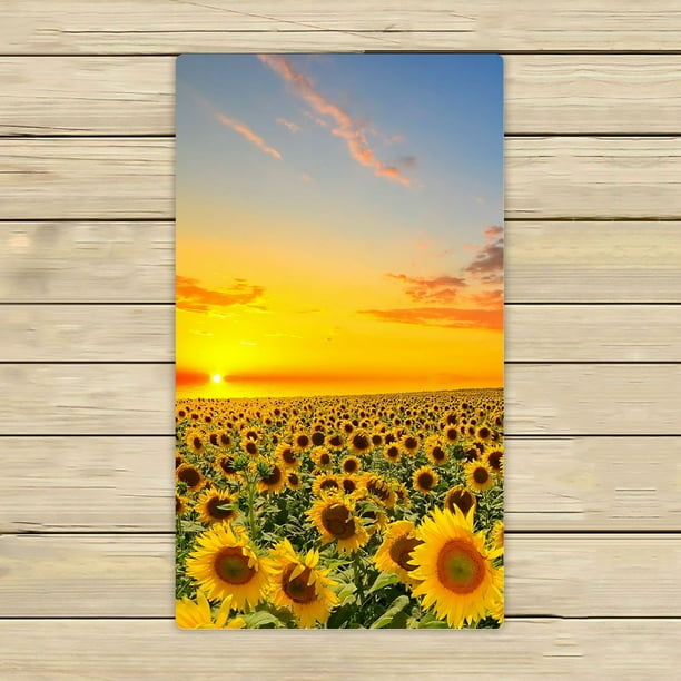Phfzk Beautiful Sunset Scenery Towel Nature Art Sunflower Garden Sunflowers Landscape Hand Towel Bath Bathroom Shower Towels Beach Towel 16x28 Inches Walmart Com Walmart Com