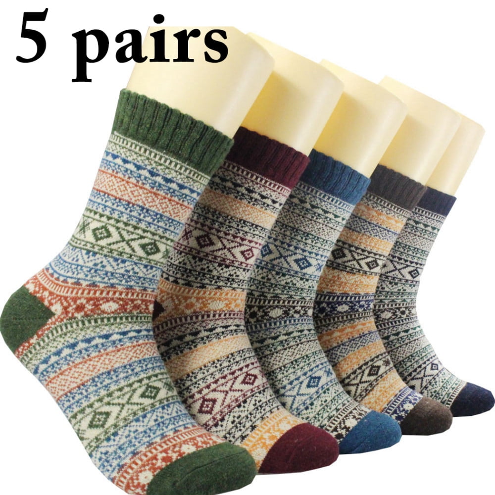 National Flower Print Winter Warm Socks For Womens Girls Vintage Christmas Socks 