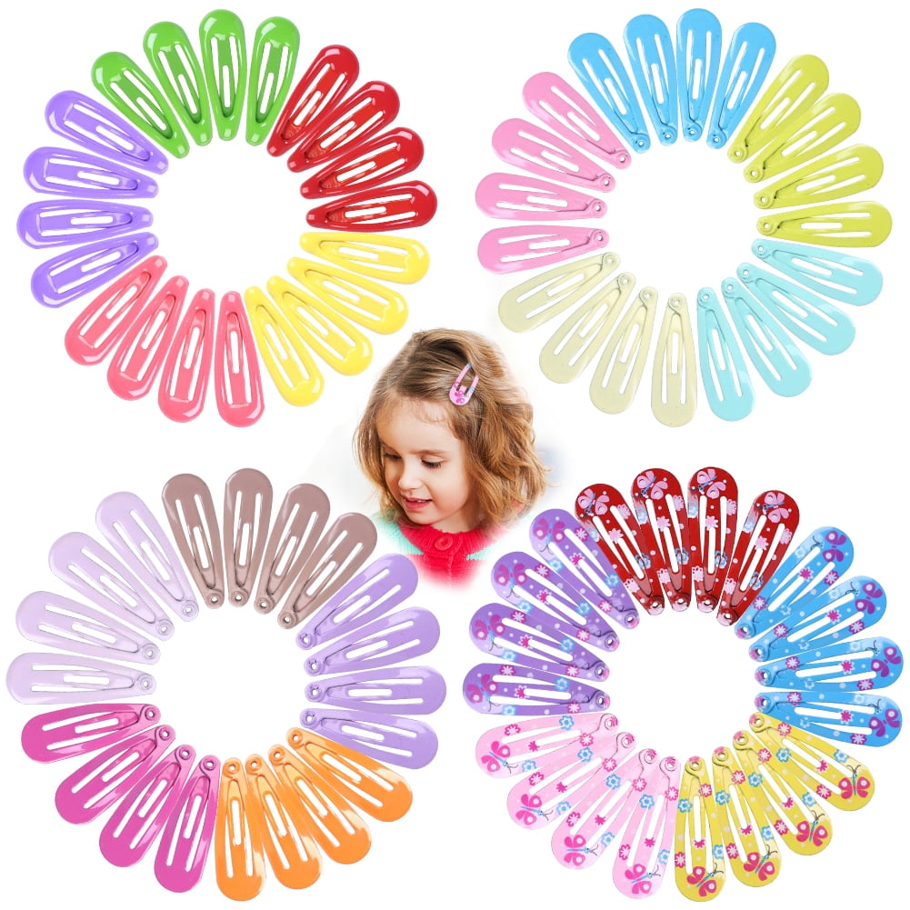 SAINSPEED 100 Pieces Small Hair Clips for Little Girls 1 Inch (about   cm) Metal Mini Snap Hair Clips for Toddlers Kids Hair Accessories  (Multicolor) 
