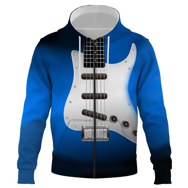 Sudadera con capucha y cremallera 3D con estampado de instrumentos musicales de 2024, estilo Harajuku, ropa de calle divertida, moda informal para hombres y mujeres