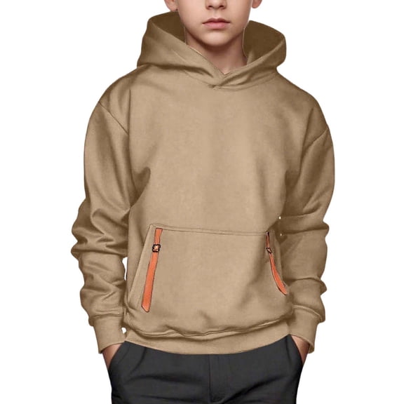 Ticikt Boys Hooded Sweatshirt with Front Pocket Casual Pullover for Kids Youth Soft Comfortable Athletic Jacket